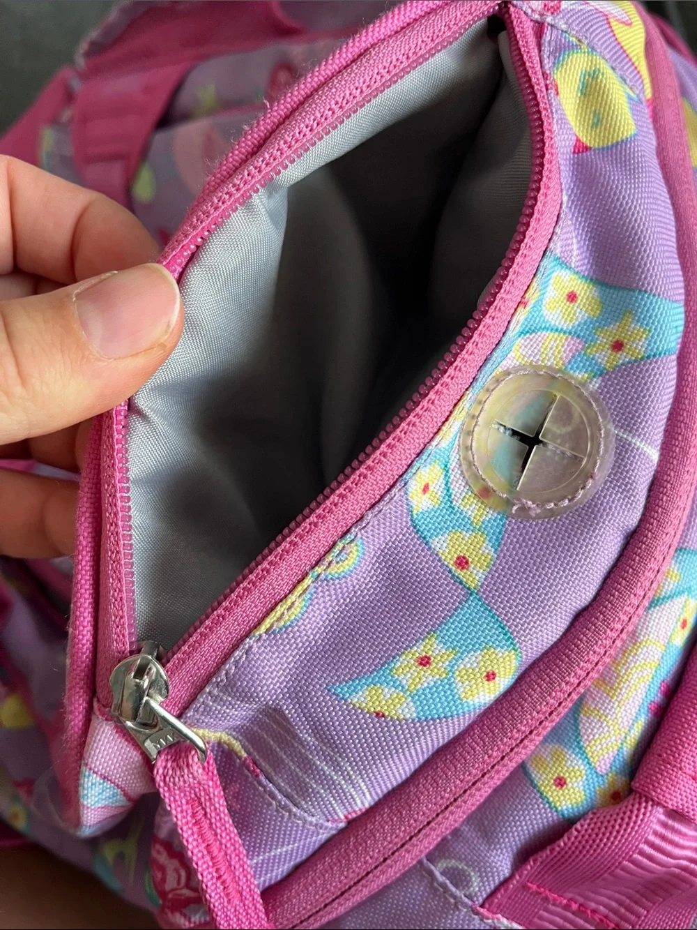 Pottery Barn Kids Pink Bird Print Backpack - Small